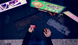 Men holding credit cart while gambling